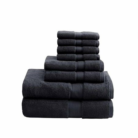 MADISON PARK Cotton Towel Set - Black, 8-Piece Set MPS73-320